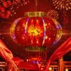 Red lantern ironwork handcrafted retro style living room entrance decorative lamp Specification image